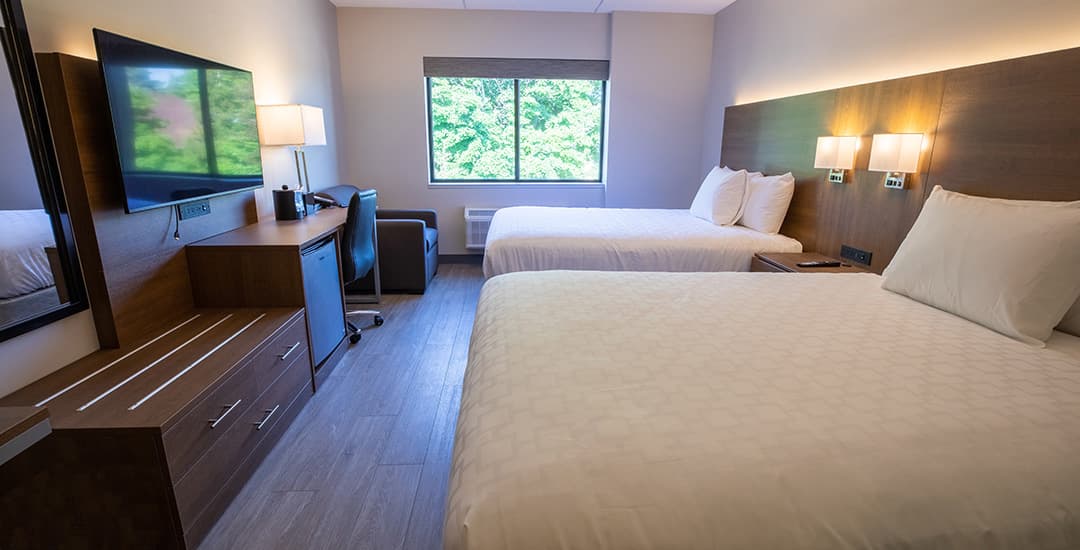 Our Two queen beds with other room amenities